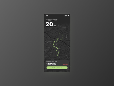 Location Tracker For Delivery App app daily ui 020 dailyui delivery gray green time tracking