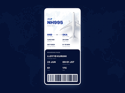 Boarding Pass for Booking APP 3d ana app blender blue boarding boarding pass booking daily ui 024 dailyui flight plane ui