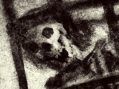 Warning cage illustration pirate skeleton skull