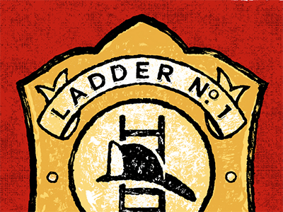 Ladder No. 1 badge fire department helmet ladder red texture