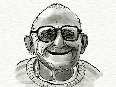 Old Man bald glasses ink old portrait sweater