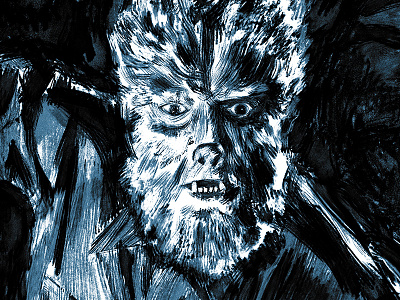 Wolfman Bluetone horror sketch werewolf wolfman