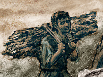 Isaac Carries The Wood abraham illustration isaac sacrifice texture