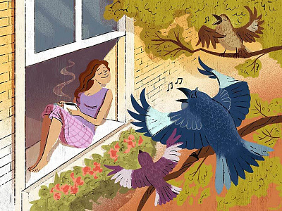 How to Train a Mockingbird to Sing Something Less Annoying bird coffee girl mockingbird window