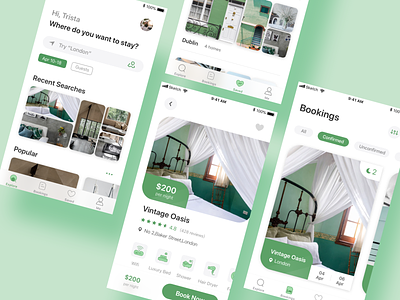 Booking Hotel green homepage hotel hotel app hotel booking icon travel ui