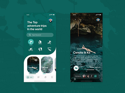 Travel App Concept adventure design icons picture sports travel travel app trips turquoise ui