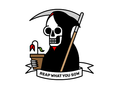 Reap What You Sow graphic design grim reaper icon design illustration plant tattoo traditional tattoo wilting