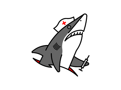 Nurse Shark graphic design icon design illustration pun syringe tattoo traditional tattoo