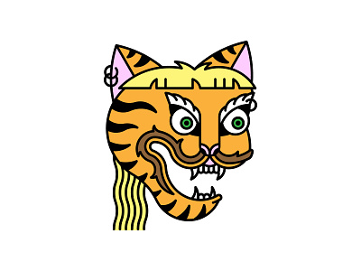 Tiger King graphic design icon design illustration joe exotic moustache mullet piercings tattoo traditional tattoo
