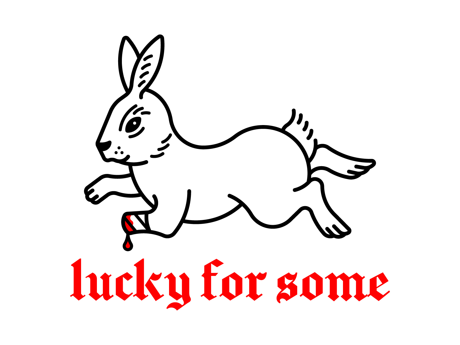 Lucky for some bleeding blood graphic design illustration lucky rabbit foot rabbit tattoo traditional tattoo