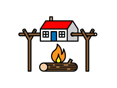 House Warming fire graphic design house icon design illustration log spit