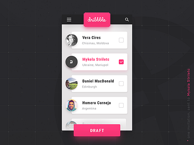 Invite Draft app concept contacts design draft interface invite mobile ui ukraine ux