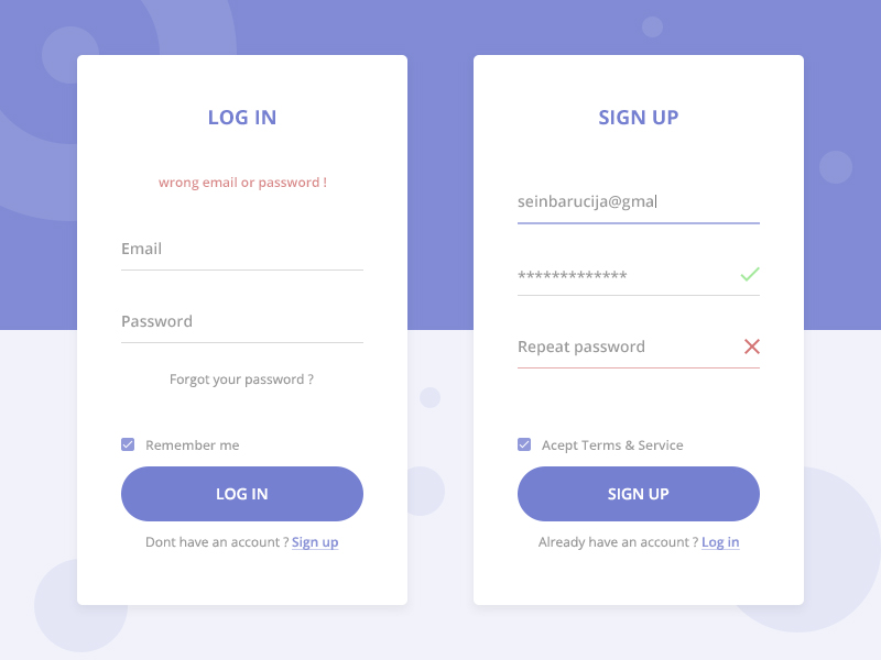 Log in/Sign up Concept.