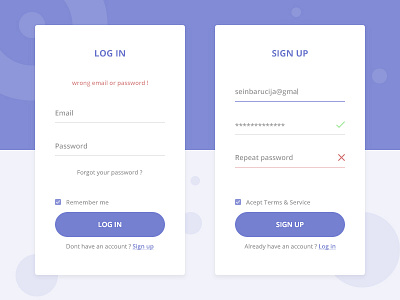 Log in/Sign up Concept forms log in registration sign up ui ux