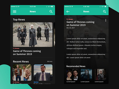 Movie / Tv series app dark ios iphone mobile movie simple ui user interface ux