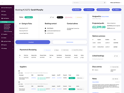 Travel Dashboard design ui ux web