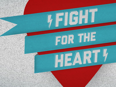 Fight For The Heart banner church fight heart lightning retro sermon vintage