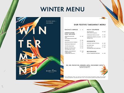 Winter menu for the restaurant