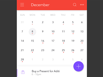 Calendar app calendar material design mobile app ui widget