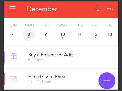 WIP Calendar app- Week View