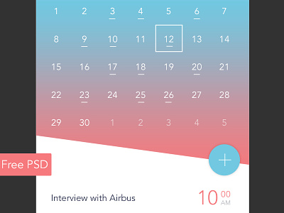 Free PSD - Calendar app app calendar day download event free free download material design mobile app psd ui widget