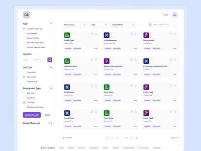 Creglist - Search Page app application creglist design filter improvement location redesign search tags ui ux web app website website application