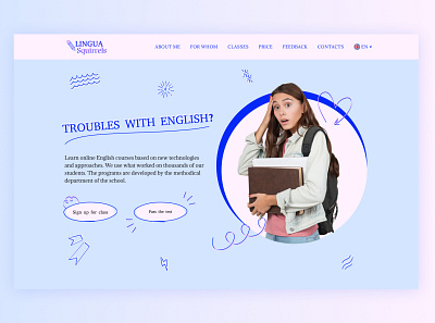 The main screen for English school🇬🇧📝 branding design figma firstscreen graphic design icon illustration logo mainscreen photoshop ui ux uxui vector web website