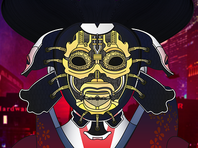 Ghost in the shell inside of Mask - WIP art concept geisha ghostintheshell graphicdesign mask movie namadko red ukraine vector