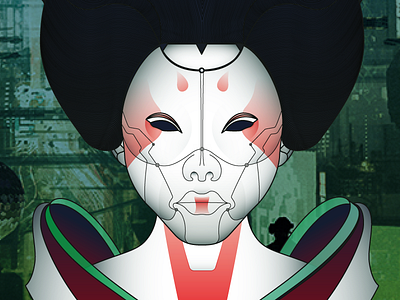 Ghost in the shell character concept art concept geisha ghostintheshell graphicdesign mask movie namadko red ukraine vector