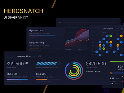 Herosnatch UI Kit black crm crossfit giagram graph herosnatch kit namadko navigate sport ui ux web