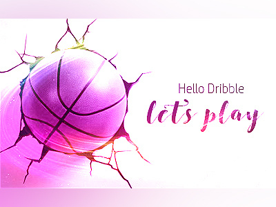 Hello Dribbble basket begin debut design dribbble first game hello play playing shot thank