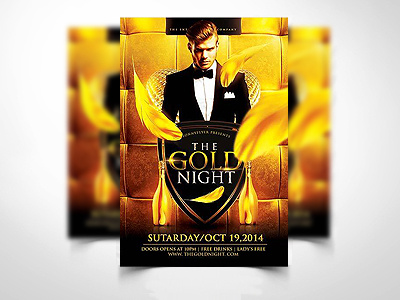 Gold Night party clean club cover dance design disco dvd event fancy flyer fun