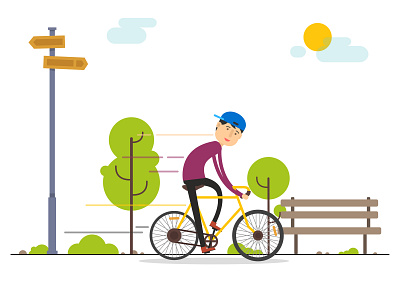 Sunday cycling 2018 cycling happy healthy living illustration outdoor sunday