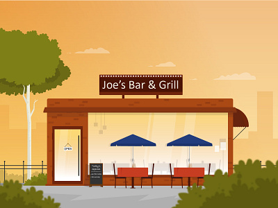 Restaurant 2018 bar food hotel illustration outdoor restaurant road