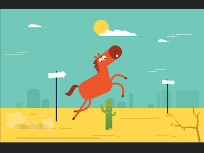 The leap. 2018 cactus desert horse horse racing illustration jump storyboard visualstyle