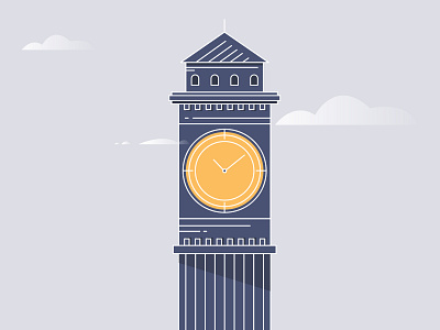 Clock tower 2019 2d building clock clocktower illustration minimal storyboard visual style