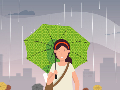 Rainy days 2d brand character design explainer video illustration minimal outdoor rain rainydays storyboard umbrella vector visual style