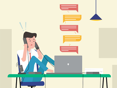 Super busy 2d character customer customer support design desk experiment explainer video helpdesk illustration marketing office schedule storyboard vector visual style workspace