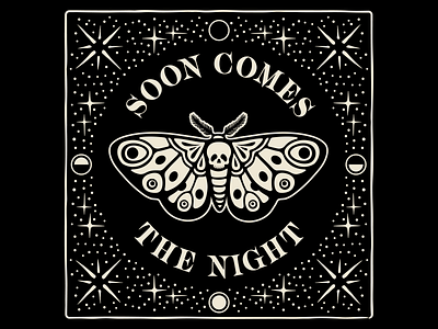 Soon Comes The Night design illustration moth playlist cover vector