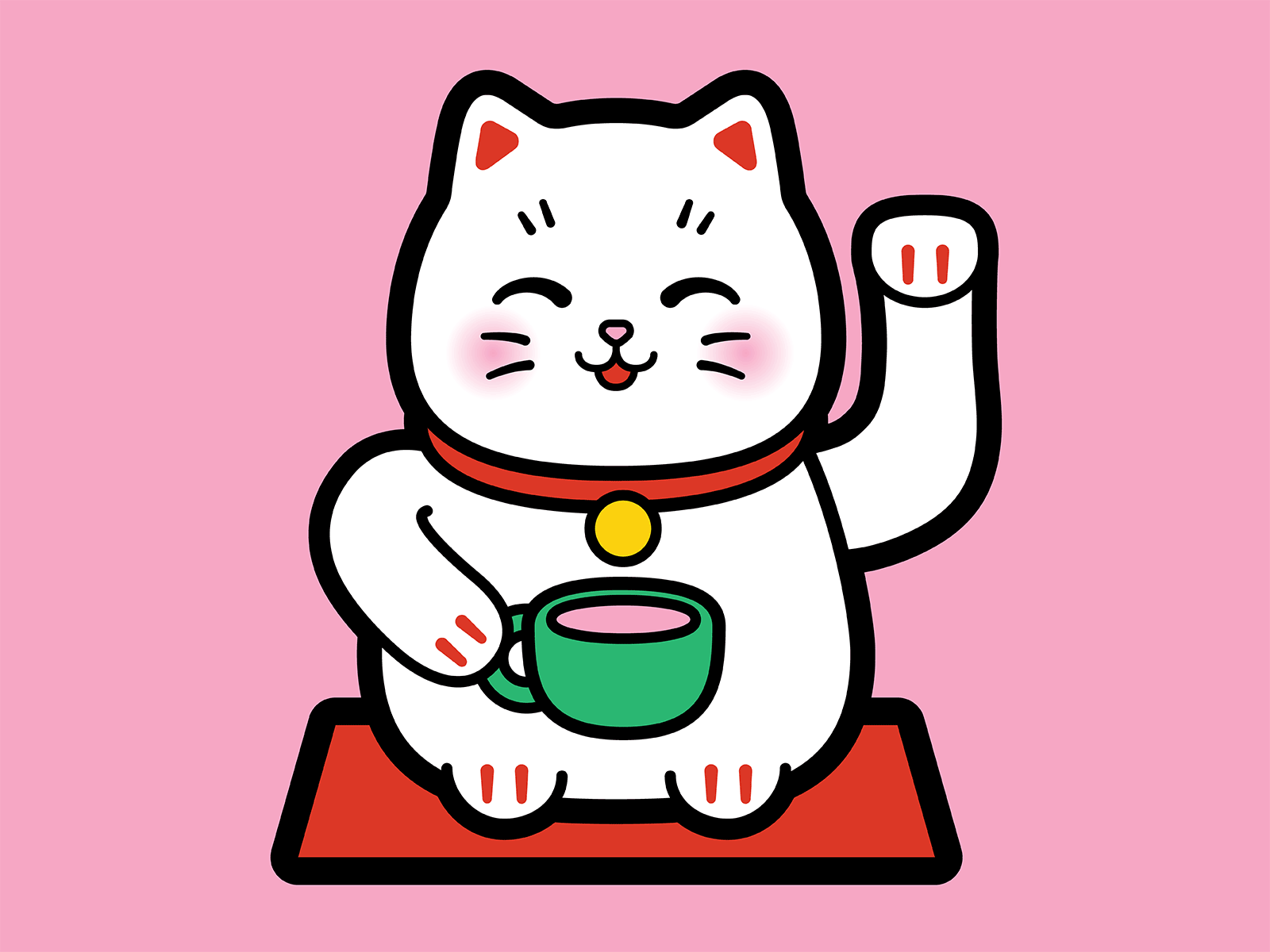 Happy Tea Café Cat branding cafe cat colorful design gif logo vector