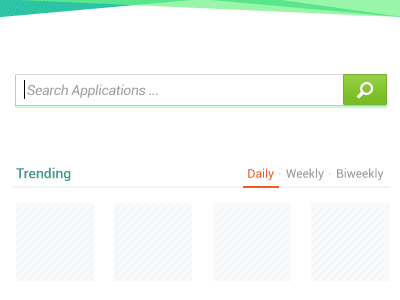 App Search green search stripe tab text