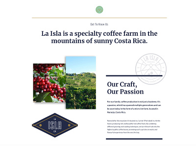 Website La Isla badge branding coffee costa rica craft farm la isla specialty coffee ui user interface ux web web design website