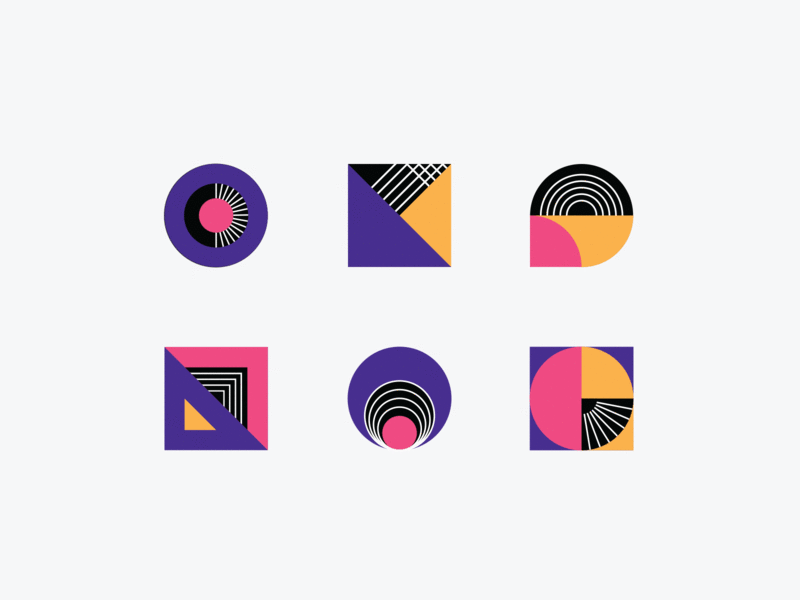 Geometric Icons branding color palette design geometric iconography icons icons set identity illustration mark vector
