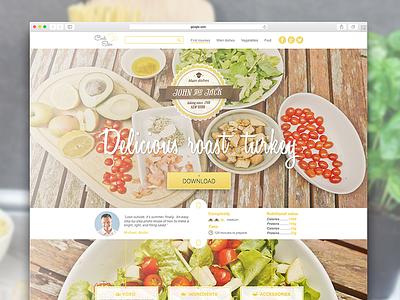 Salad Recipe design food landing page recipe roast salat site turkey website