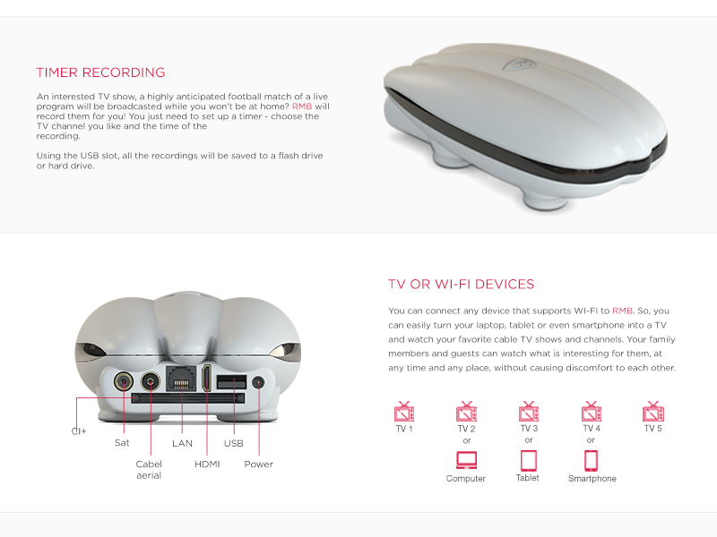 RMB WI-FI TV RECEIVER tv clean front back rendering receiver realistic modeling dirigible model 3d