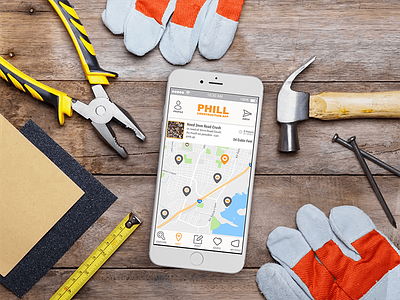 Phill App android app application design ios iphone logo map mockup phone portfolio ui