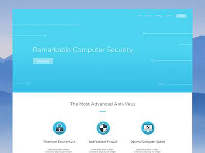 Computer Security Page Concept blue clean design landing sketch ui web webdesign