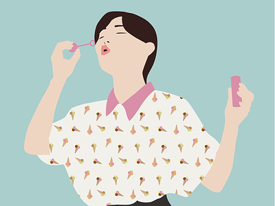 Summer mood bubbles icecream illustration illustrator pattern vector