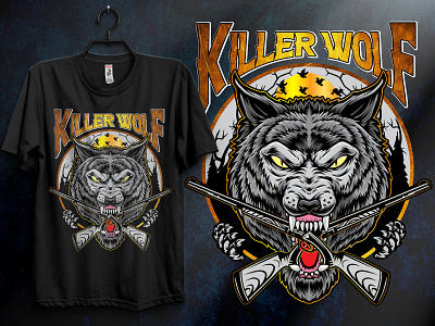 Killer wolf t-shirt design design designers graphic design illustration killer killer design killer wolf killer wolf t shirt design killers logo t shirt t shirt design t shirt design t shirts tshirts typography wolf wolf design wolf t shirt design