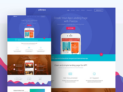 WIP Landing Page blue bootstrap clean colors graph landing page material pink startup landing page website